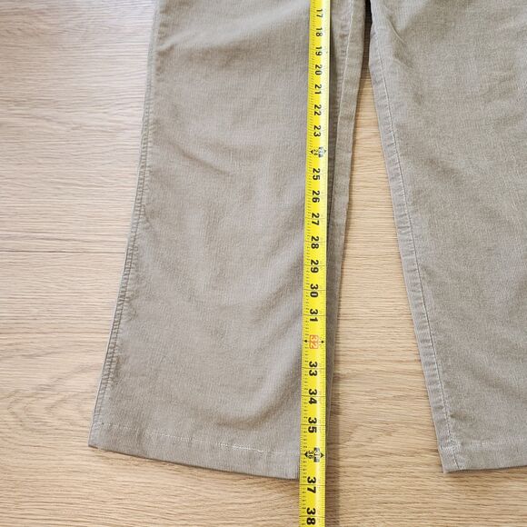 Talbots Chino Pants Womens 12 Corduroy High Waist Straight Wide Leg Khaki 32x29 - Picture 7 of 11